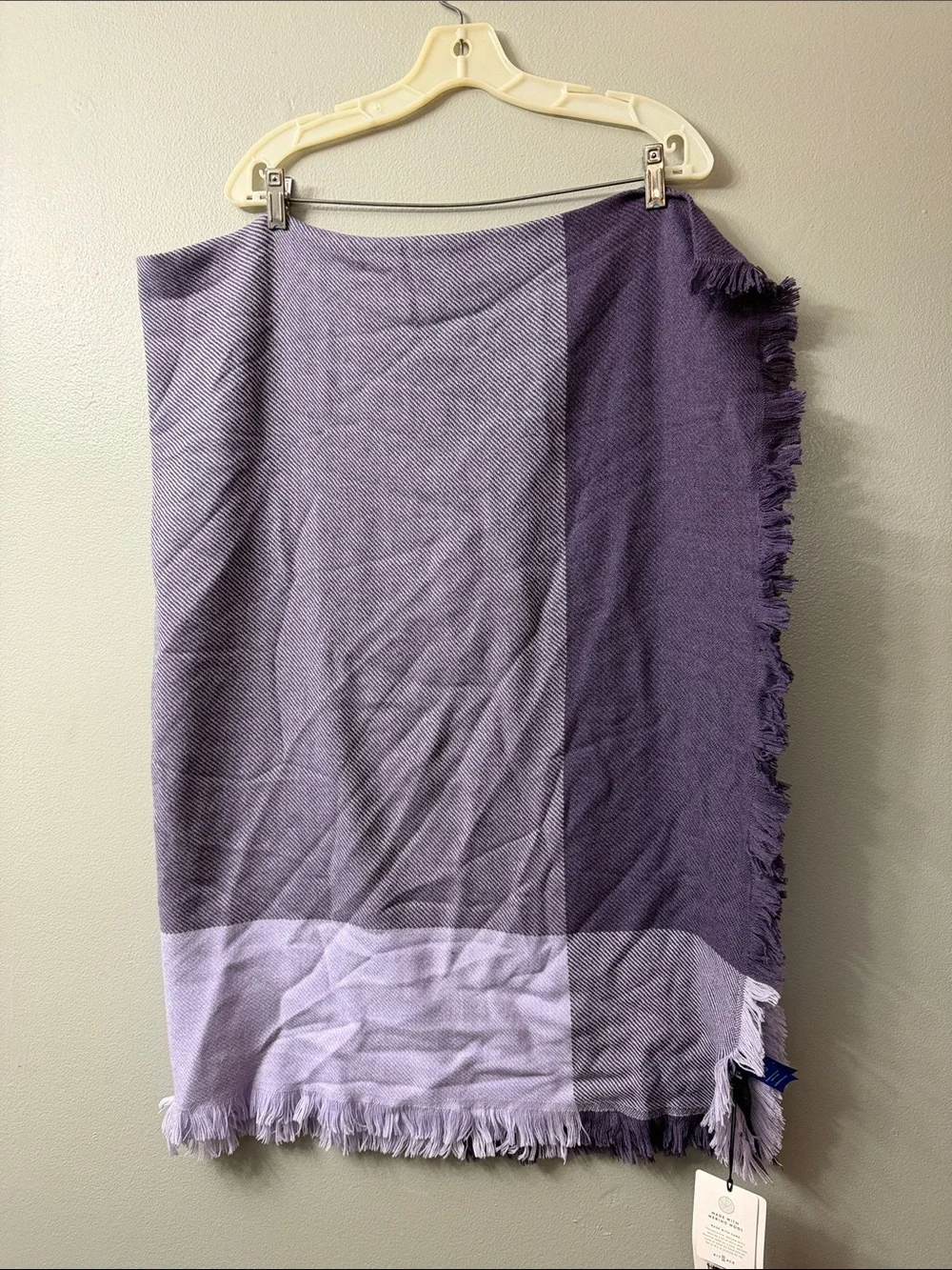 Kit & Ace Purple Gradient Fringe merino wool blend Scarf